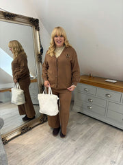 Camel Leopard Bow Cardi Georgina