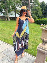 Navy Palm Sketch Dress Kylie