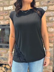Black Lace Detail Top Amanda
