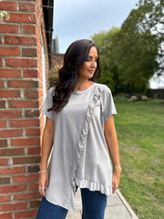 Stone Asymmetric Frill Top Coralie