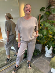 Mocha Drawstring Hem Top Judy