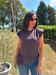 Chocolate Lace Hem Top Yasmin