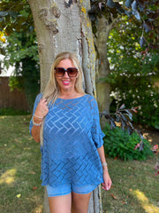 Denim Abstract Pattern Knit Tori