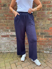 Navy Seam Front Pull On Comfort Trousers