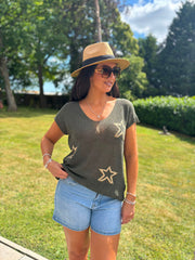 Khaki Star Knit Top Devon