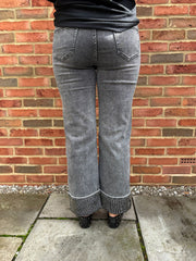 Grey Embellished Turn Up Jeans