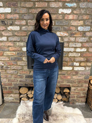 Navy Button Detail Roll Neck Eliza