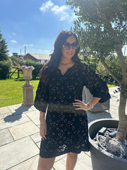Black Sequin Crochet Dress Zara