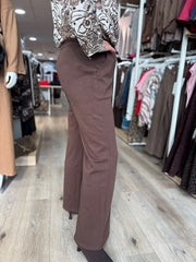 Chocolate Drawstring Seam Front Trousers