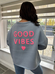 Blue Premium Good Vibes Sweatshirt Alya