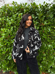 Black Swirl Pattern Coat Elsa