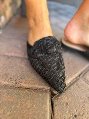 Black Pointed Toe Slip On Shoes