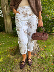 White Floral Printed Trousers