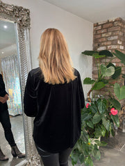 Black Velour Diamante Zip Top Cassie