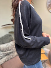 Black Diamante Trim Knit Orla