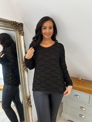 Black Textured Shimmer Knit Dione
