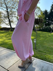 Pink Sleeveless Tie Detail Co-Ord Ashley