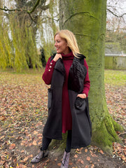 Wine Button Detail Knit Dress Harley