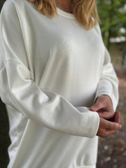 Winter White Longline Zip Sweatshirt Millie