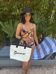 Black Abstract Leaf Swimsuit