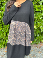 Black Speckled Panel Dress Clara