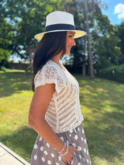 Stone Net Crochet Top Fran