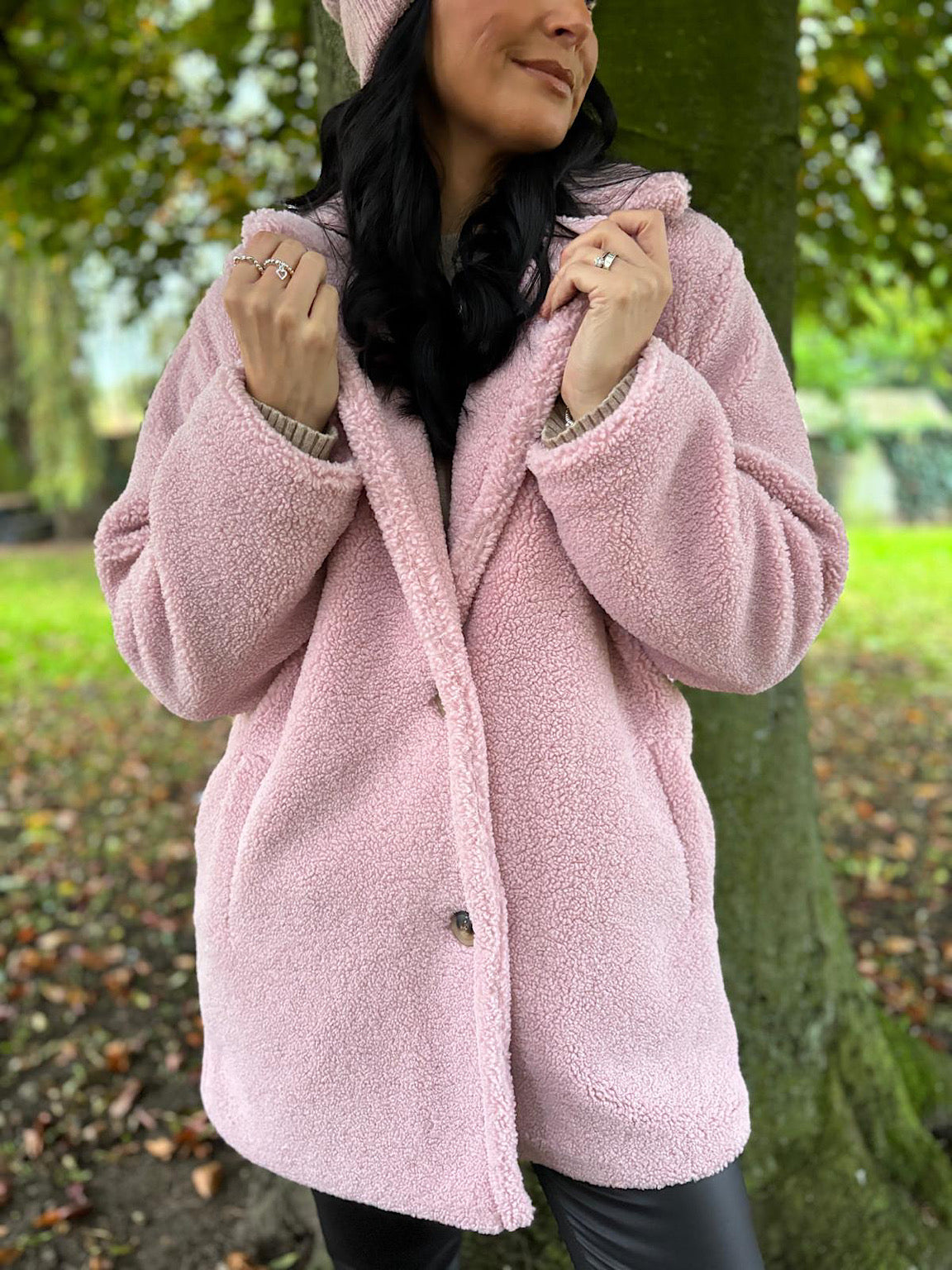 Light pink teddy coat hotsell