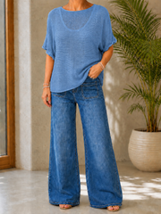 Denim Cotton Reverse Seam Knit Jo