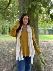 Mustard Fringed Neck Top Donna