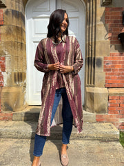 Wine Brushstroke Shimmer Cardigan Freya