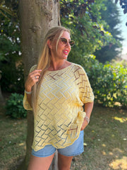 Lemon Abstract Pattern Knit Tori