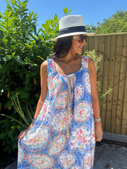 Blue Tropical Tassel Dress Seren