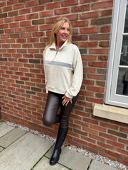 Antique Cream Chenille Half Zip Jumper Hazel