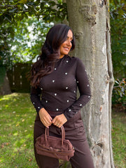 Chocolate Heart Knit Top Elsie