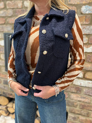 Navy Boucle Gilet Elliott
