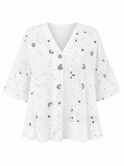 White Paisley Bubble Cotton Top Quinley