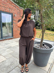 Chocolate Two Piece Trouser Set Sara