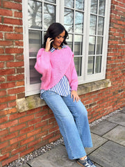 Pink Knitted Wrap Jumper Nell