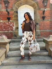 Chocolate Flower Pattern Trousers Isla
