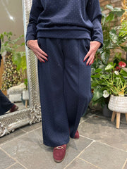 Navy Diamante Seam Front Trousers Nina