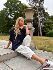 Navy Abstract Pattern Knit Tori
