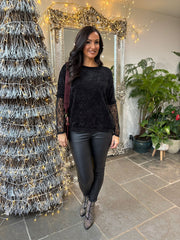 Black Chenille Shimmer Sweatshirt Hailey