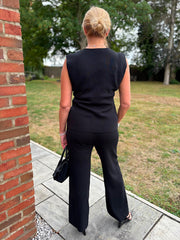 Black Rose Button Waistcoat Set Nala