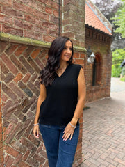 Black V-Neck Knitted Vest Evelyn