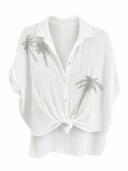 White Bubble Cotton Palm Blouse Chrissie
