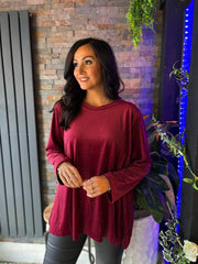 Wine Embellished Velour Top Zeta