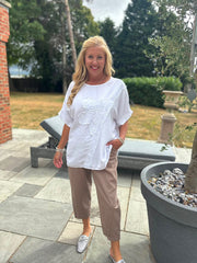 White Embroidered Floral Top Frankie