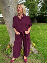 Grape Soft Cord Tie Detail Shirt Morgan