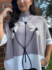 Clay Applique Floral Knit Tanya