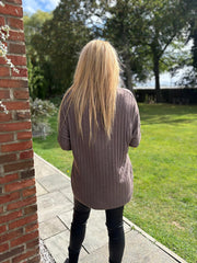 Mocha Ribbed Scarf Top Zeta